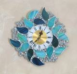 Pear Shapes Blues-Stained Glass Wall Clock
