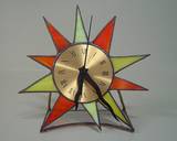 Item Number 301-2002 Desktop Stained Glass Clock,  Diameter Approx.  6 inch.