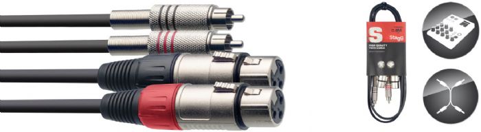 כבל 60 ס"מ 2RCA-2XLRF