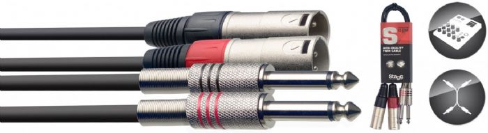 כבל 60 ס"מ 2RCA-2XLRM