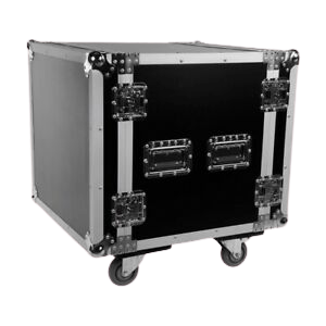 מארז עץ 10U עם גלגלים	