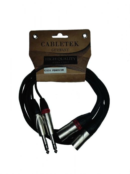 כבל זוג צמוד 2xXLR - 2xPL באורך 10 מטר Cabletek