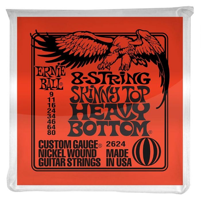 סט מיתרים לגיטרה חשמלית Ernie Ball 2624 8-String Skinny Top Heavy Bottom Nickel Wound 9-80