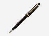Fountain pen 145, The classic one with piston converter, gold-plated fittings and handmade 14-carat-gold-feather Without advertising attachment