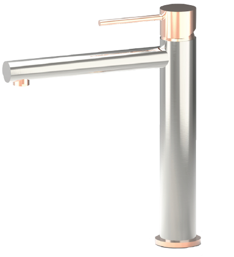 ברז פרח קצר גבוה - BRUSH NICEKL + ROSE GOLD