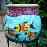 כד ליובל -פסיפס קרמיקה ---נמכר--- Carp Fish - Ceramic mosaic Ǿ 28x29