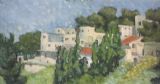 A VIEW OF SAFED   -   OILS 31 X 61 CMS